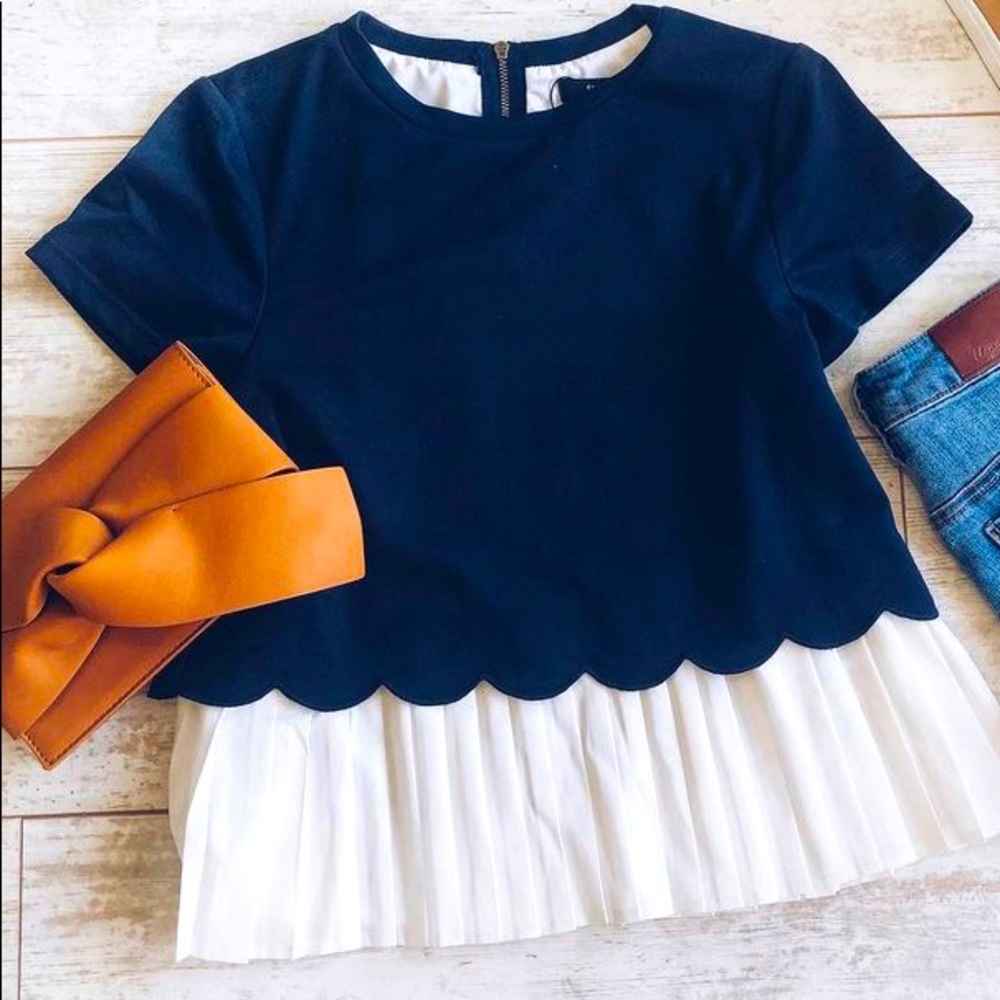Sugar + Lips blouse with pleated/ruffle hem